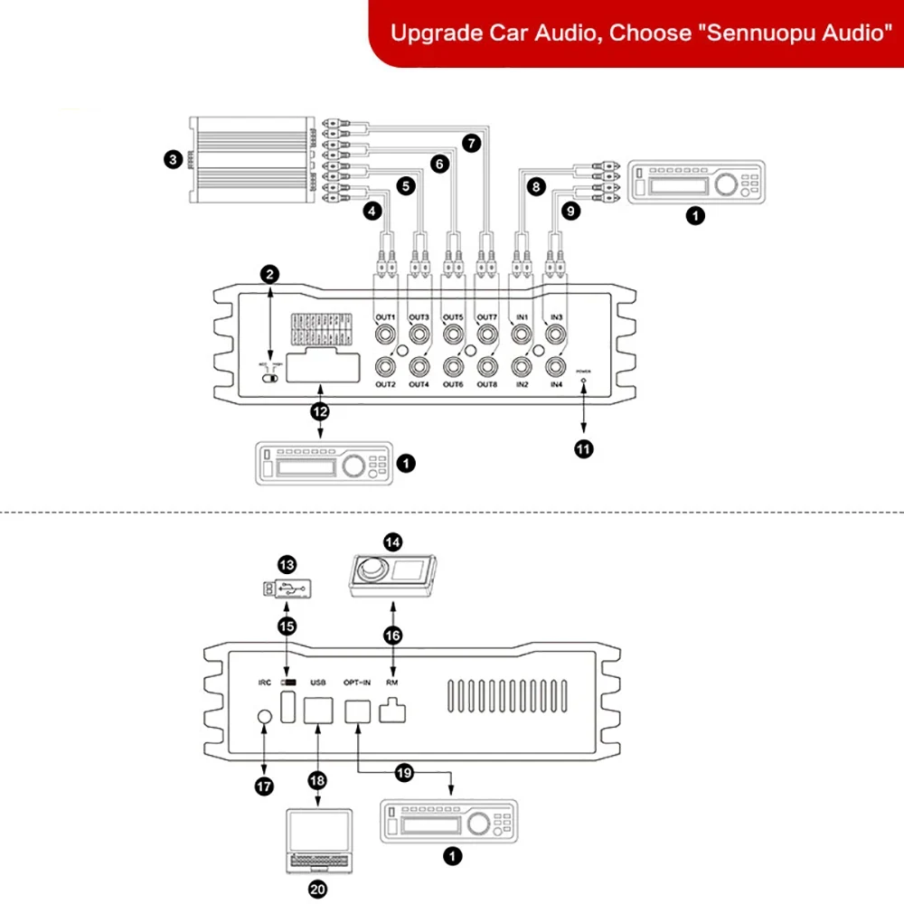 Automotive Sound 8 Channel Dsp Audio Processor Car 4 Ch amplifier